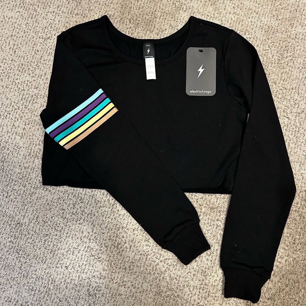Electric Yoga Striped Long Sleeve Crop Top